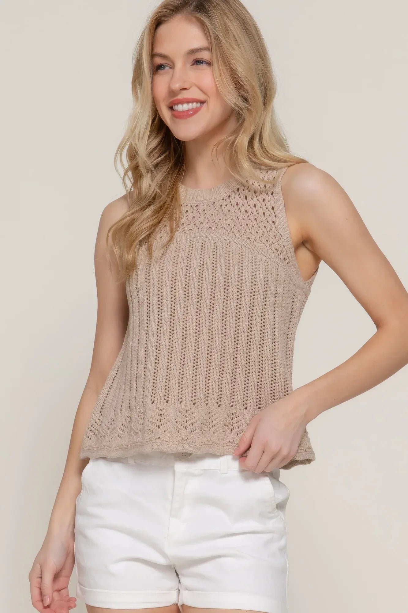 Sleeveless Crochet Spring Sweater | Mixtshop LLC Main image