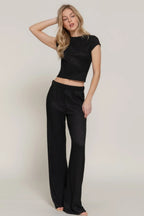 Short Slv Top & Flare Pants Set | Mixtshop LLC