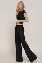 Short Slv Top & Flare Pants Set | Mixtshop LLC