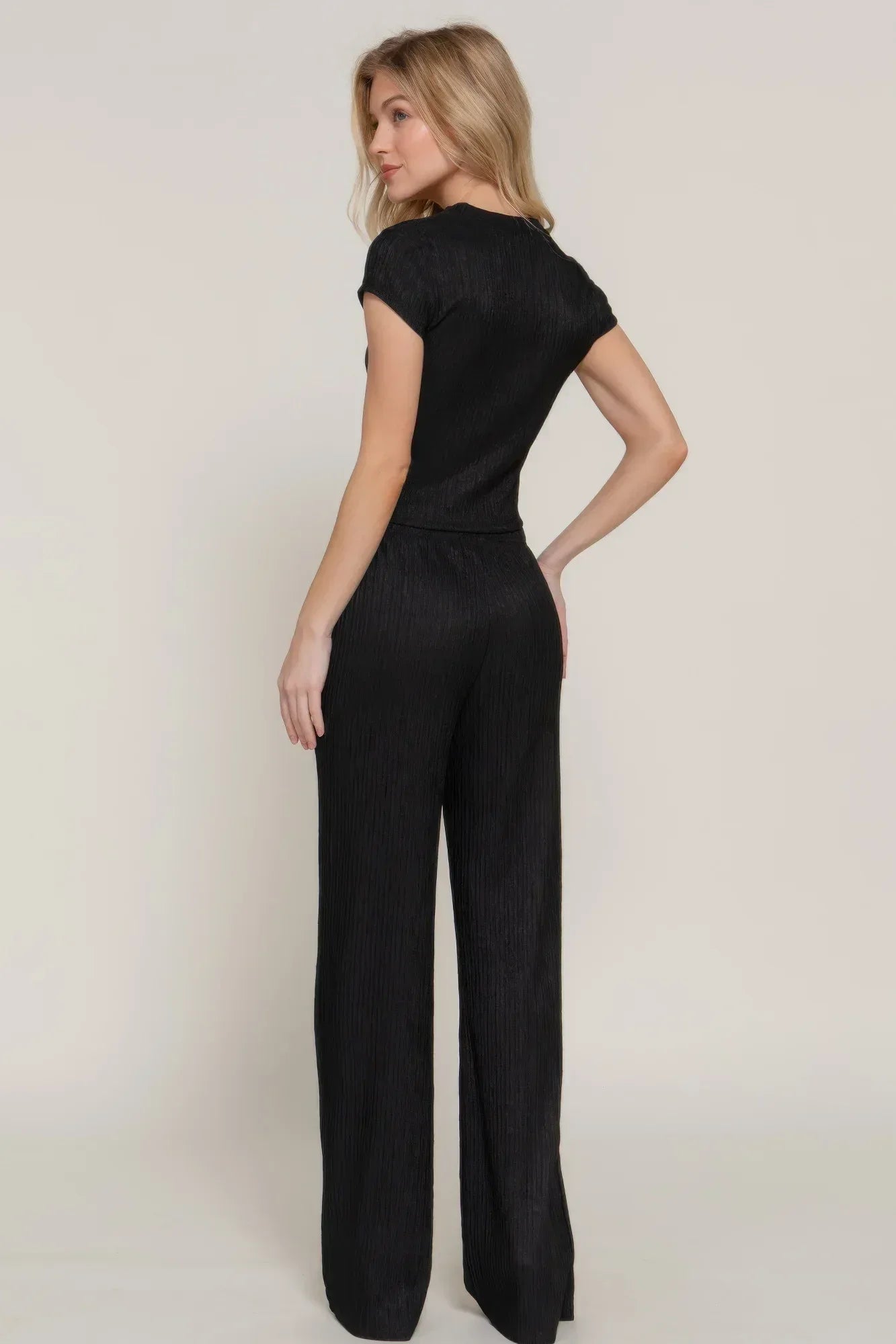 Short Slv Top & Flare Pants Set | Mixtshop LLC