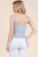 Lace Peplum Tie Front Ribbed Cami Top | Mixtshop LLC