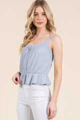 Lace Peplum Tie Front Ribbed Cami Top | Mixtshop LLC