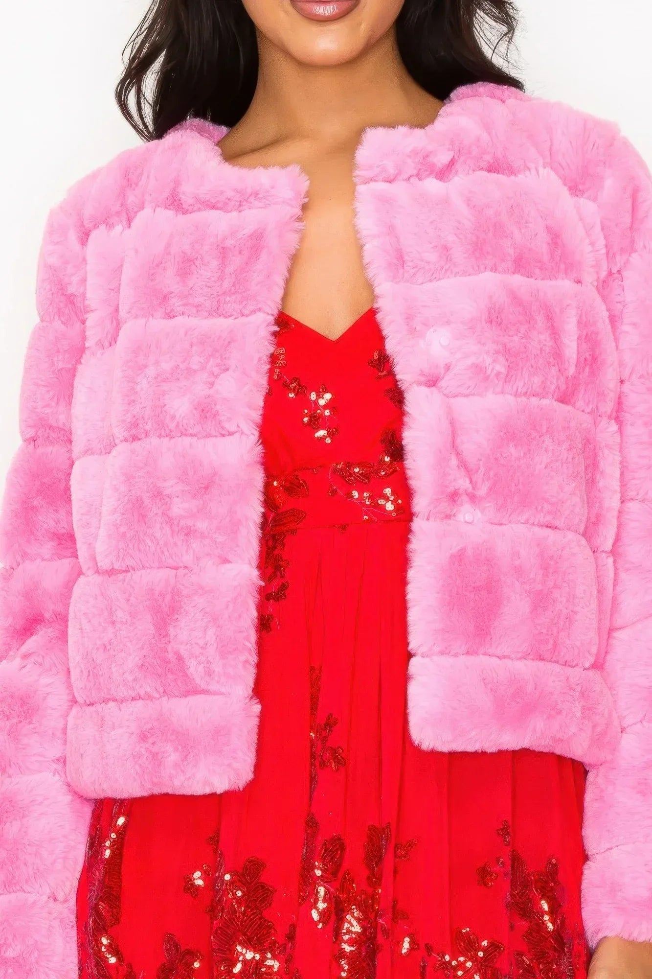 Faux Fur Buttoned Quilted Jacket Secondary image
