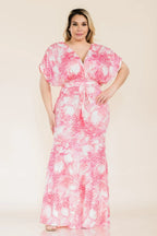 Printed Venesia Tie Waist Mermaid Maxi Dress | Mixtshop LLC