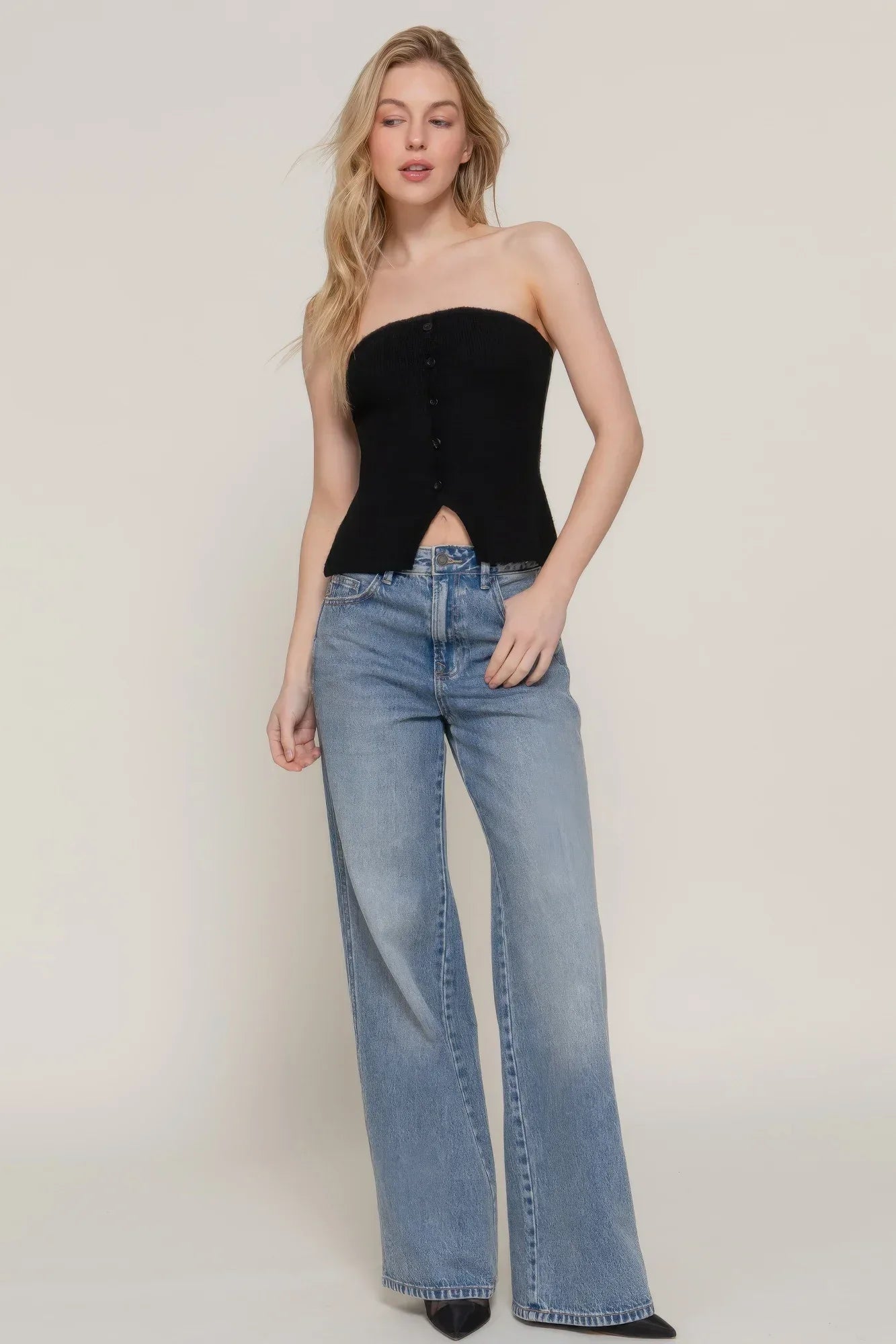 Button Down Tube Spring Sweater | Mixtshop LLC
