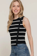Sleeveless Diagonal Shape Stripe Spring Sweater | Mixtshop LLC