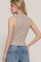 Sleeveless Polo Spring Sweater | Mixtshop LLC