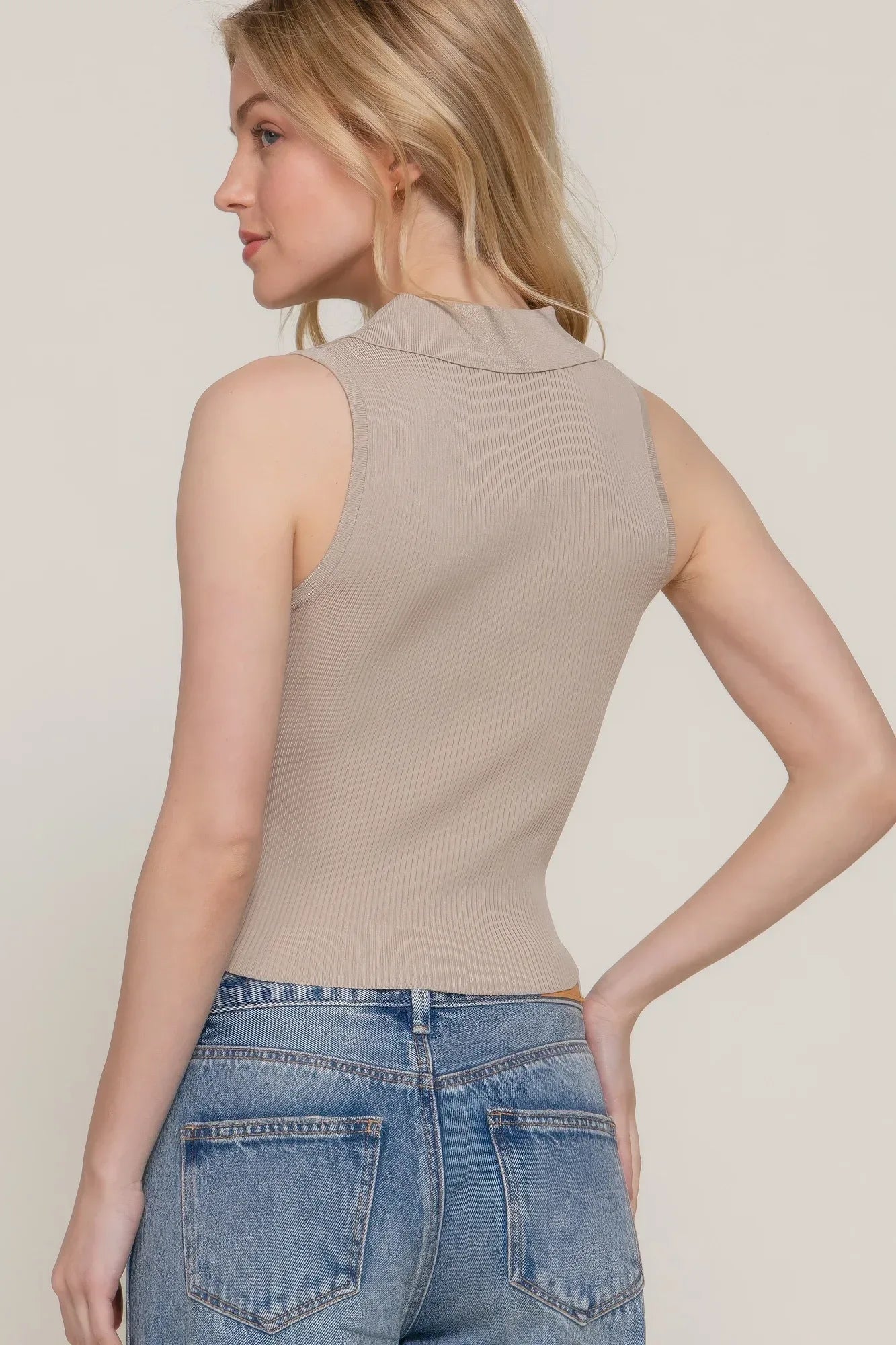 Sleeveless Polo Spring Sweater | Mixtshop LLC