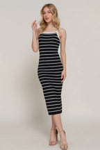 Straight Neck Stripe Spring Sweater Dress | Mixtshop LLC