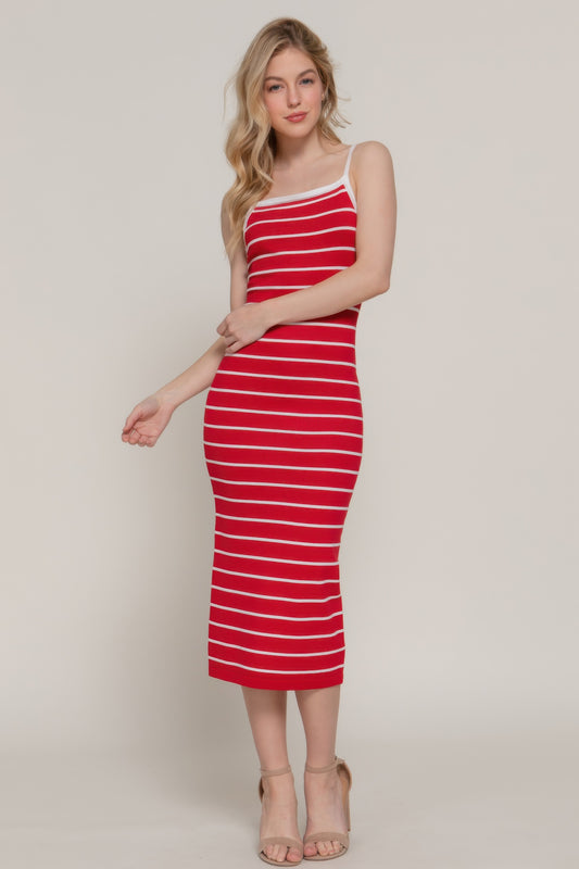 Straight Neck Stripe Spring Sweater Dress | Mixtshop LLC