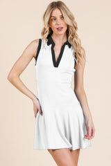Contrast Collar Drop Waist Tennis Mini Dress | Mixtshop LLC