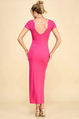 Double V-neck Ribbed Maxi Dress | Mixtshop LLC