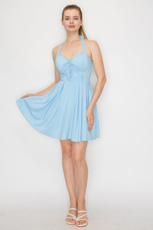 Corset Self-tie Ribbon Zippered Dress | Mixtshop LLC