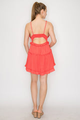 Lace Tiered Open-back Ruffled Dress | Mixtshop LLC