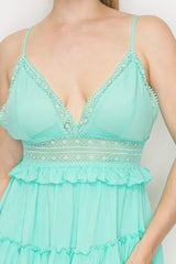 Lace Tiered Open-back Ruffled Dress | Mixtshop LLC