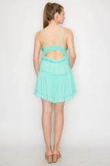 Lace Tiered Open-back Ruffled Dress | Mixtshop LLC