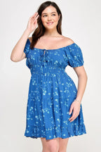 Floral Front-tie Elastic Waist Ruffle Dress | Mixtshop LLC