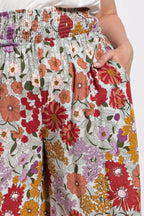 Flare Wide Leg And Waist Smocked Pants With Side Pocket | Mixtshop LLC