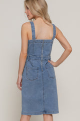 Button Down Placket Stretch Denim Dress | Mixtshop LLC