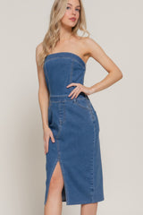 Stretch Denim Slit Tube Dress | Mixtshop LLC