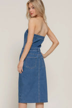 Stretch Denim Slit Tube Dress | Mixtshop LLC