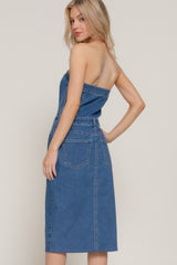 Stretch Denim Slit Tube Dress | Mixtshop LLC