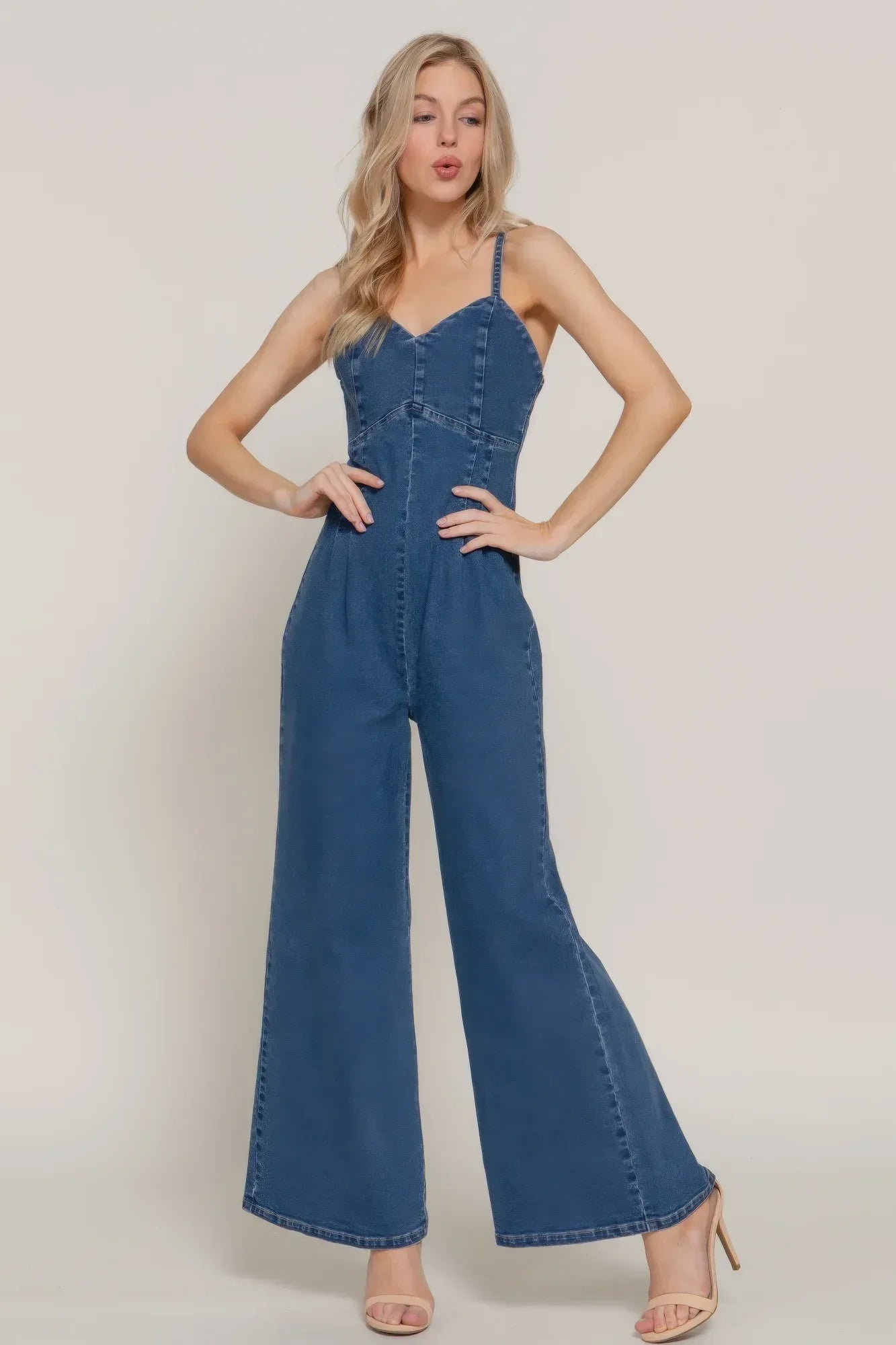Cami Stretch Denim Jumpsuit | Mixtshop LLC Main image