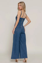 Cami Stretch Denim Jumpsuit | Mixtshop LLC
