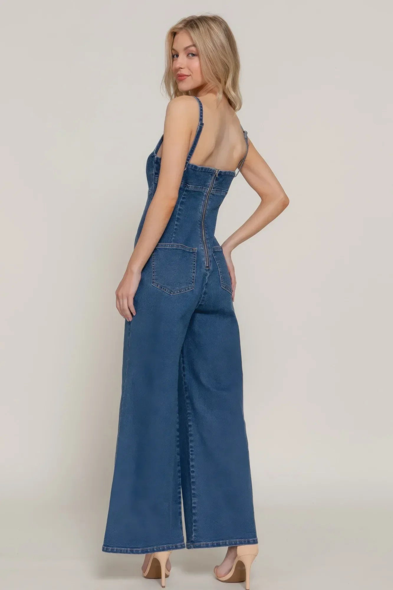 Cami Stretch Denim Jumpsuit | Mixtshop LLC