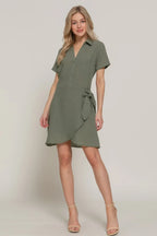 Button Down Side Bow Linen Effect Mini Dress | Mixtshop LLC