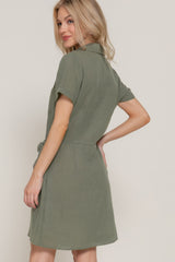 Button Down Side Bow Linen Effect Mini Dress | Mixtshop LLC