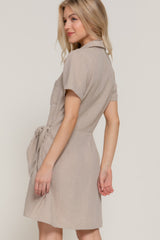 Button Down Side Bow Linen Effect Mini Dress | Mixtshop LLC