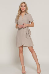 Button Down Side Bow Linen Effect Mini Dress | Mixtshop LLC