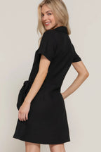 Button Down Side Bow Linen Effect Mini Dress | Mixtshop LLC