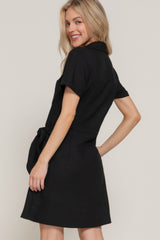 Button Down Side Bow Linen Effect Mini Dress | Mixtshop LLC