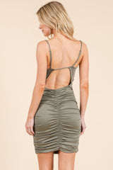 All Around Ruching Double Layered Open Back Dress | Mixtshop LLC