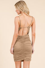 All Around Ruching Double Layered Open Back Dress | Mixtshop LLC