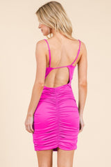 All Around Ruching Double Layered Open Back Dress | Mixtshop LLC