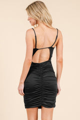 All Around Ruching Double Layered Open Back Dress | Mixtshop LLC