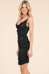 All Around Ruching Double Layered Open Back Dress | Mixtshop LLC