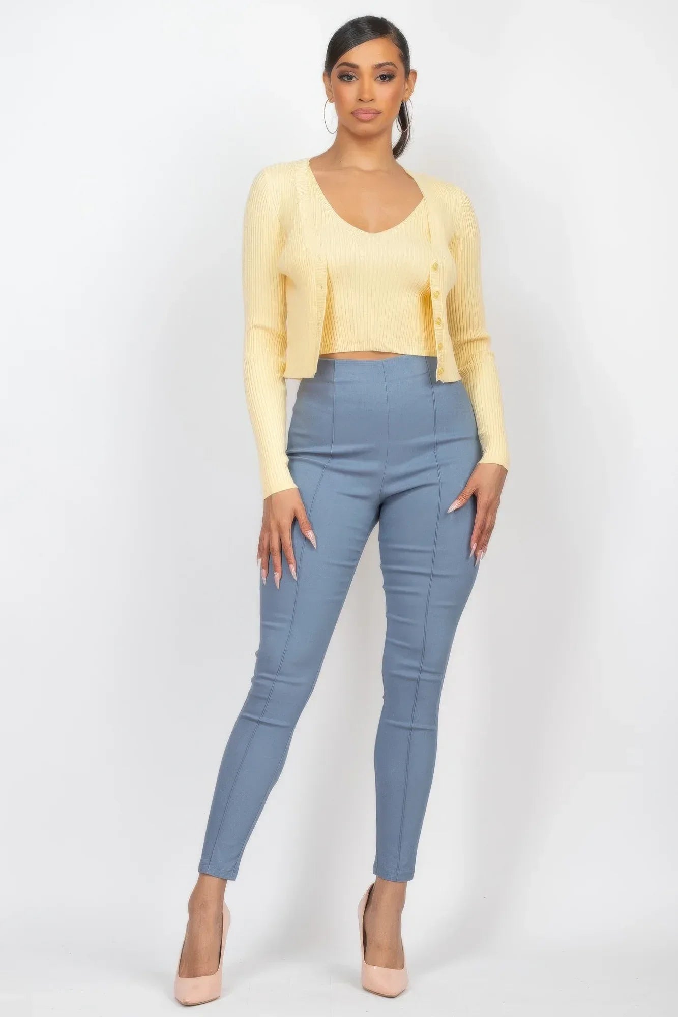 Crop Tank Top & Cardigan Sweater Set Secondary image