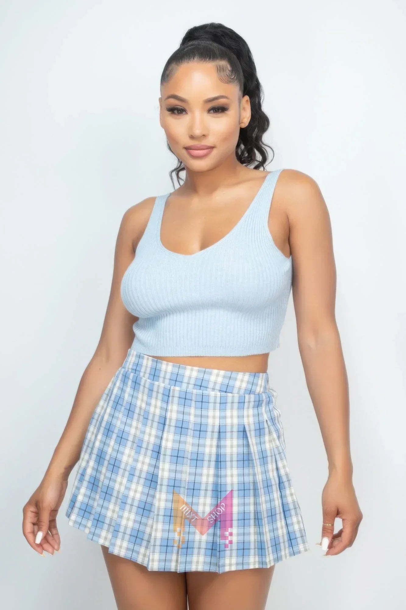 Crop Tank Top & Cardigan Sweater Set | Mixtshop LLC Main image