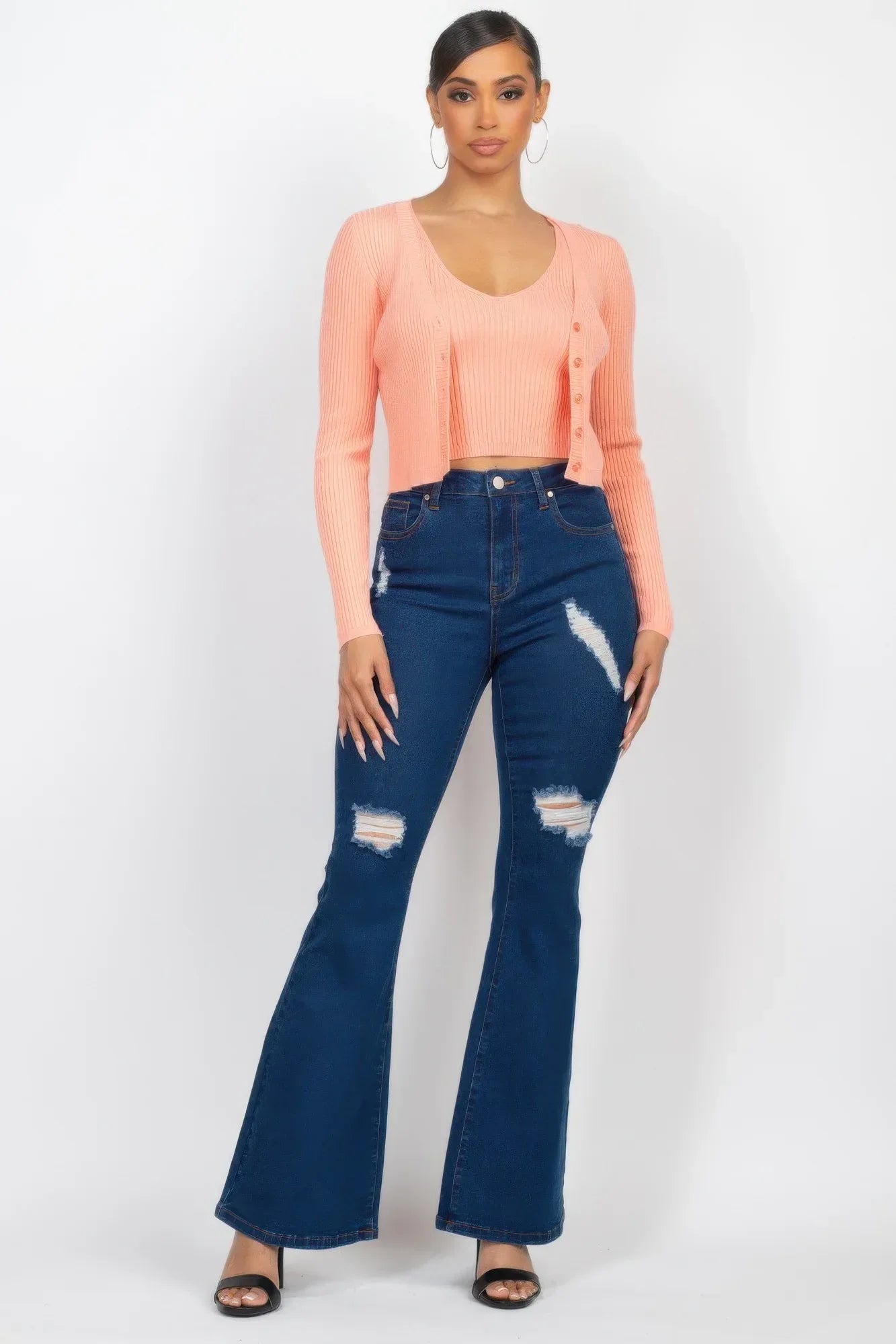 Crop Tank Top & Cardigan Sweater Set Secondary image