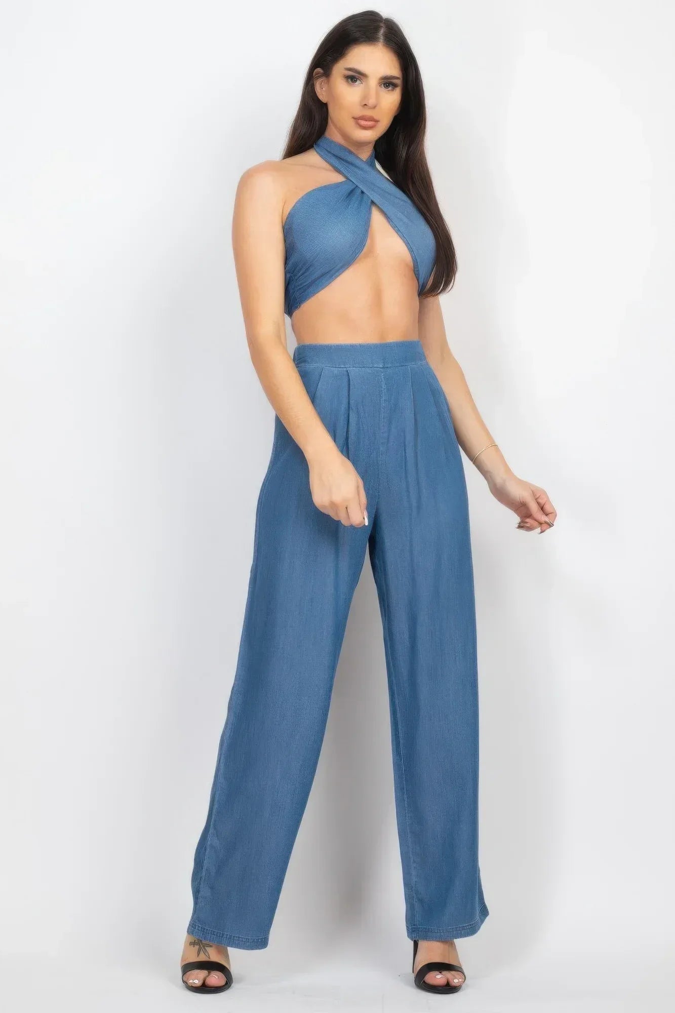Tube Tied Top & Wide Pants Set | Mixtshop LLC Main image