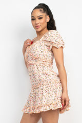 Ruffled Floral Puff Sleeve Dress | Mixtshop LLC