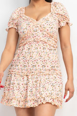 Ruffled Floral Puff Sleeve Dress | Mixtshop LLC
