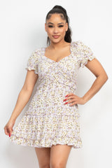 Ruffled Floral Puff Sleeve Dress | Mixtshop LLC