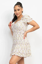 Ruffled Floral Puff Sleeve Dress | Mixtshop LLC