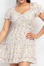 Ruffled Floral Puff Sleeve Dress | Mixtshop LLC
