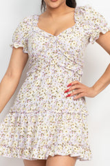 Ruffled Floral Puff Sleeve Dress | Mixtshop LLC